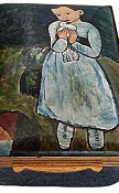 Child With Dove (Halcyon Days) 2" x 3" x 1". After a painting by Pablo Picasso's The Blue Period, 1901. Limited Edition of 75.