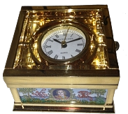 Christopher Columbus Desk Clock (61/8331) Approximately 3" square.  Top opens and clock face lifts up.  Limited Edition of 125.