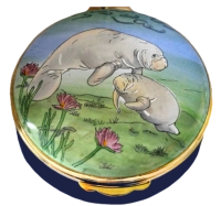 Manatees (Crummles)  2.25" diameter. Base: "HANDPAINTED EXCLUSIVELY FOR CAMERON & SMITH BY CRUMMLES & CO. LTD. LIMITED EDITION"
