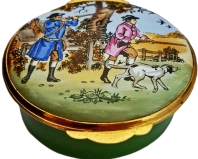 Hunting with Dogs (Crummles) 1.62" oval. Hinged Lid