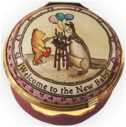 Winnie the Pooh Welcome to the New Baby Halcyon Days (01/6497) 1.62" diameter. 