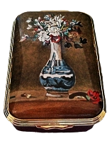 A Vase of Flowers Halcyon Days(23/6647) 2.5" x 1". After an oil painting by Jean-Baptiste-Smimeon Chardin. Certificate of Authenticity. Limited Edition of 250.