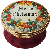 Merry Christmas (1/087)  1.62" diameter. Inside Lid: "And a Prosperous New Year".