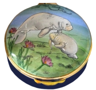 Manatees (Crummles)  2.25" diameter. Base: "HANDPAINTED EXCLUSIVELY FOR CAMERON & SMITH BY CRUMMLES & CO. LTD. LIMITED EDITION"
