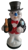 Champagen Charlie Snowman Bonbonniere (Halcyon Days) 3.75" tall. (15/W202)