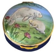 Manatees (Crummles)  2.25" diameter. Base: "HANDPAINTED EXCLUSIVELY FOR CAMERON & SMITH BY CRUMMLES & CO. LTD. LIMITED EDITION"