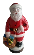 Santa with Sack  (Halcyon Days)  3.5" tall. Bottom: Rooftops & Moon.