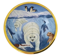 Polar Bear Bowl (AB1-PB)  4.5" diameter. Freehand painted by Sandra Selby. Limited Edition of 25.