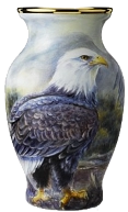 Americna Bald Eagle -  Tribute Vase to the Late Bob Smith (MT-ABE) 3.93" tall. Freehand painted by Nigel Creed.  Limited Edition of 25.