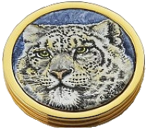 Snow Leopard 2012 Coin (V-SL) 1.89" diameter. Limited Edition of 50. Freehand painted by Fiona Bakewell. 