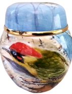 Green Woodpecker (S-GW)  2.62" tall. Freehand painted by Peter Graves. Limited Edition of 25.