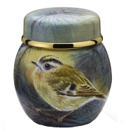 Goldcrest Ginger Jar (S2-GC) 2.16" tall. Freehand painted by Nigel Creed. Limited Edition of 25.