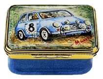 Mini (Blue #8) Coupe (CM)  Rectangle. 1.77" length. (2011) Freehand painted by Mick Cooke. Limited Edition of 25.
