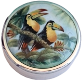Toucans Paperweight (APWR-KBT)    3.14" diameter.  Hand painted by Nigel Creed. Limited Edition of 30.