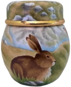 Mountain Hares  (S2-MH)  1.96" tall. Freehand painted by Angela Roberts. Limited Edition of 30.