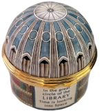 The British Museum Library (01/6707) 1.62" x 1.75". Inside Lid: "Design inspired by the dome of the British Museum Reading Room". Inside Base: "Quatation from William Makepeace Thackeray 1811-1863"
