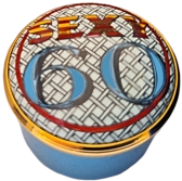 Sexy Sixty Halcyon Days (15/7568) 1.25" diameter. Twist/Screw lid. Inside Lid script "SIXTY"