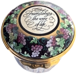 Friendship the wine of life - Halcyon Days (18/3944) 1.75" diameter hinged lid